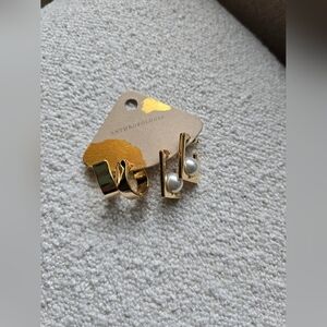 NWT! Anthropologie, Gold and Pearl Earring Set, 14k Gold Plated, MSRP $54